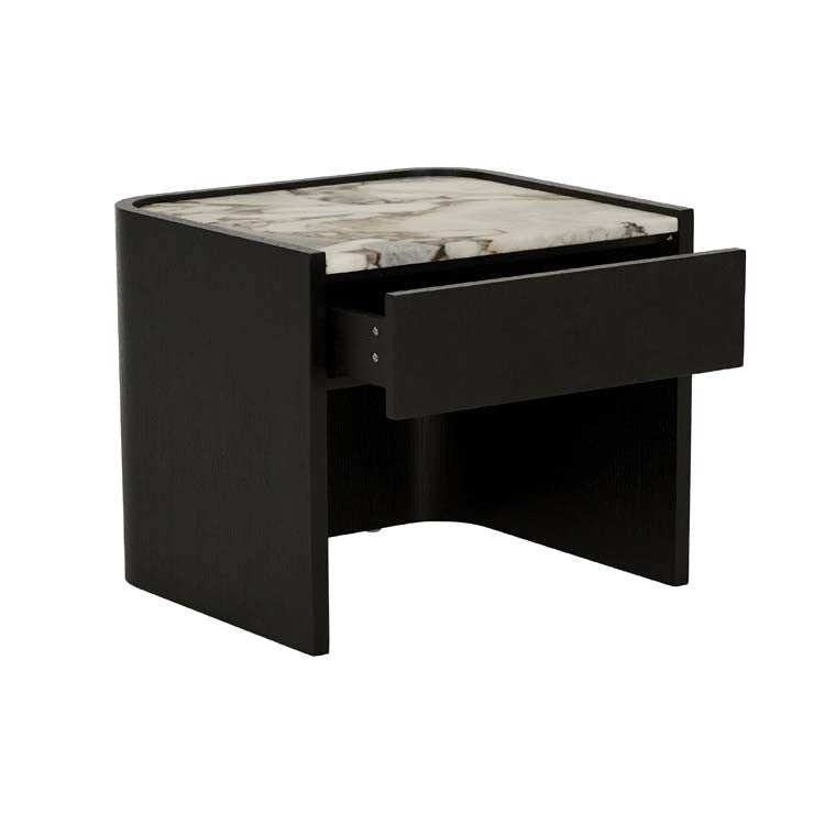 SHAPIRO BEDSIDE BLACK WITH MARBLE TOP