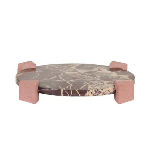 SANDSTONE AND MARBLE ROUND TRAY