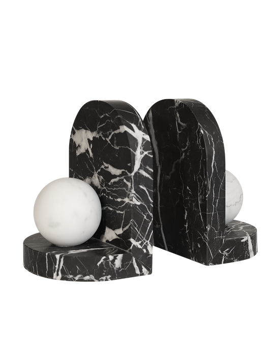 GREG NATALE BLITZ MARBLE BOOKENDS NERO & ARABESCATO