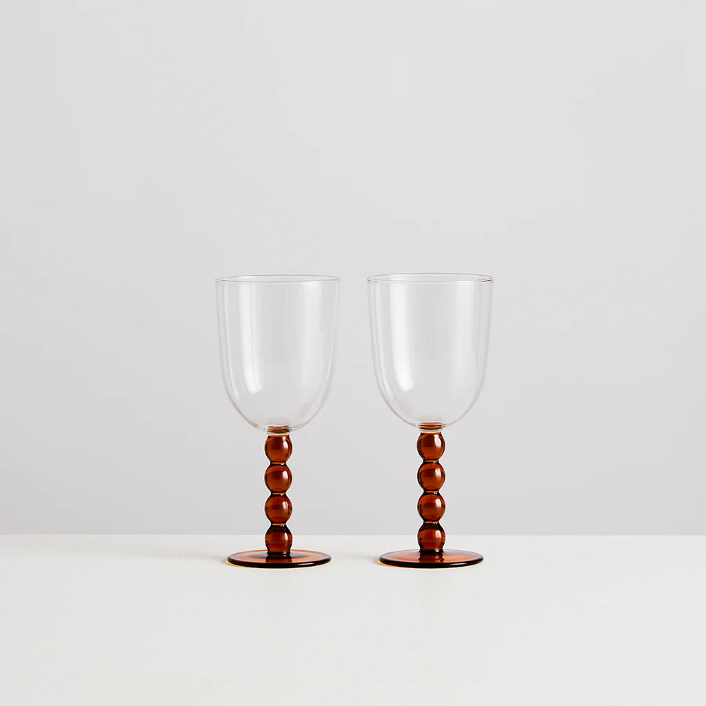 MAISON BALZAC VOLUTE WINE GLASSES SET OF 2 | CLEAR/AMBER