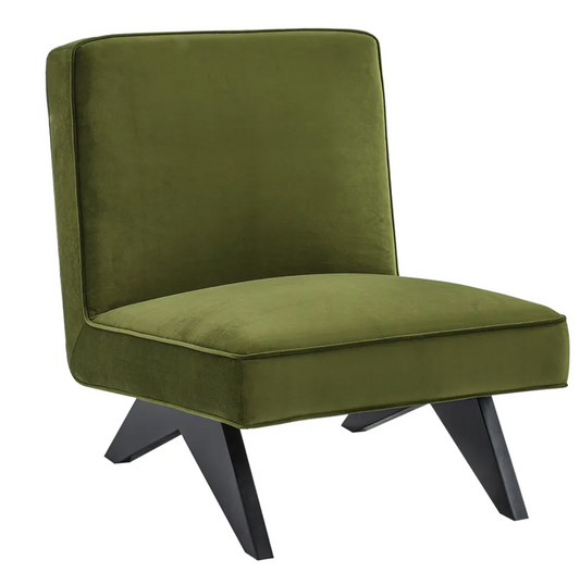 VELVET OLIVE GREEN ARMCHAIR