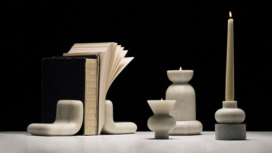TOM DIXON STONE STACKING CANDLE HOLDERS | WHITE MARBLE
