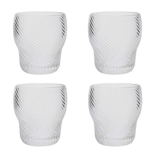 SWIRL CLEAR GLASS SET OF FOUR