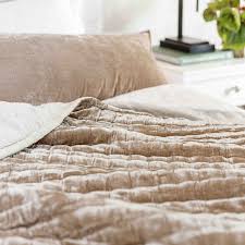 LATTE SILK VELVET SUPER KING COVERLET & 2 LUMBAR CUSHIONS