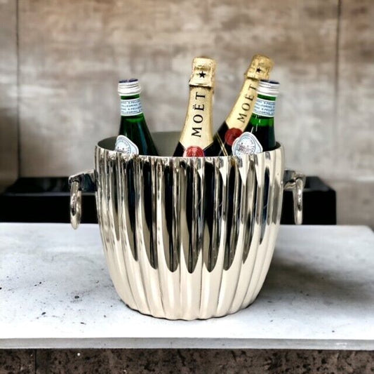LUXE RIBBED CHAMPAGNE BUCKET | NICKEL