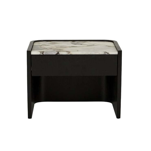 SHAPIRO BEDSIDE BLACK WITH MARBLE TOP (PRE-ORDER)