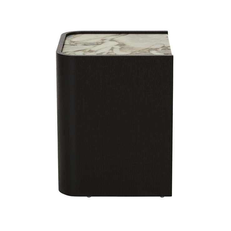 SHAPIRO BEDSIDE BLACK WITH MARBLE TOP