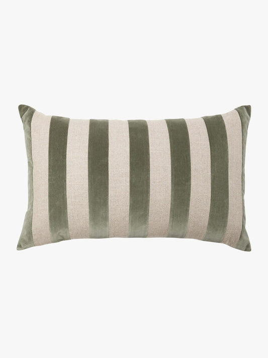 OLIVE STRIPED LINEN CUSHION 40X65
